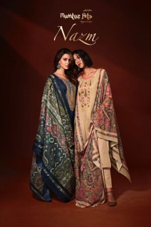 MUMTAZ ARTS NAZM New Catalogue Rehmat Boutique Dress Material  MUMTAZ ARTS NAZM, MUMTAZ ARTS NAZM latest catalogue 2023, MUMTAZ ARTS NAZM single piece, MUMTAZ ARTS NAZM Catalogue price, MUMTAZ ARTS NAZM wholesale price, MUMTAZ ARTS NAZM latest catalogue, MUMTAZ ARTS NAZM suits price, MUMTAZ ARTS NAZM ethnic, MUMTAZ ARTS NAZM indian salwar suit, MUMTAZ ARTS NAZM dress material MUMTAZ-ARTS-NAZM-VISCOSE-JAM-SATIN-EMBROIDERY-SUITS-WHOLESALE-1