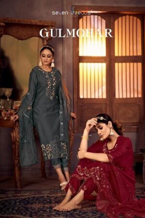 SEVEN THREADS GULMOHAR New Catalogue Rehmat Boutique Kurti  SEVEN THREADS GULMOHAR, SEVEN THREADS GULMOHAR latest catalogue 2023, SEVEN THREADS GULMOHAR single piece, SEVEN THREADS GULMOHAR Catalogue price, SEVEN THREADS GULMOHAR wholesale price, SEVEN THREADS GULMOHAR latest catalogue, SEVEN THREADS GULMOHAR suits price, SEVEN THREADS GULMOHAR ethnic, SEVEN THREADS GULMOHAR indian salwar suit, SEVEN THREADS GULMOHAR dress material SEVEN-THREADS-GULMOHAR-TOP-BOTTOM-WITH-DUPATTA-ONLINE-SUPPLIER-1