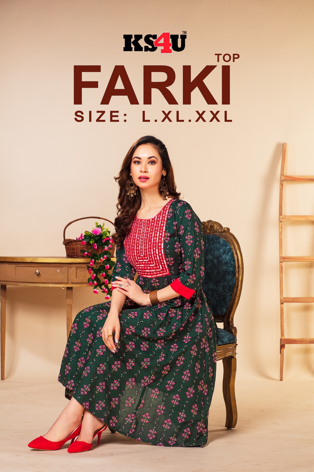 Premium Rayon Printed Full Frill Long Anarkali Gown Kurti