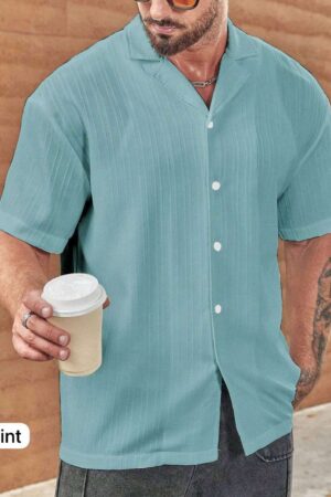 cuban boys soft fabric sugar can textured collar shirt for regular and vacation 2024 05 01 21 36 22