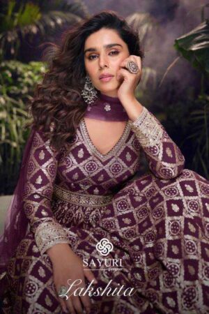 sayuri lakshita series 5720-5722 PURE VISCOSE JACQUARD SILK Wholesale gown with dupatta in Surat