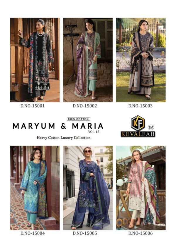 Keval Fab Maryum & Maria Vol-15 series 15001-15006 Heavy Cotton wholesale salwar kameez in surat - Image 8