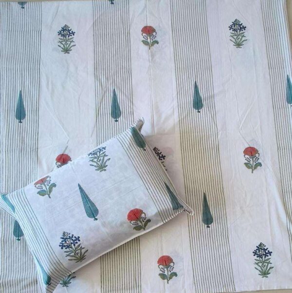 pr rangoli hand block super king size cotton unique bed sheet with 2 pillow covers - Image 11