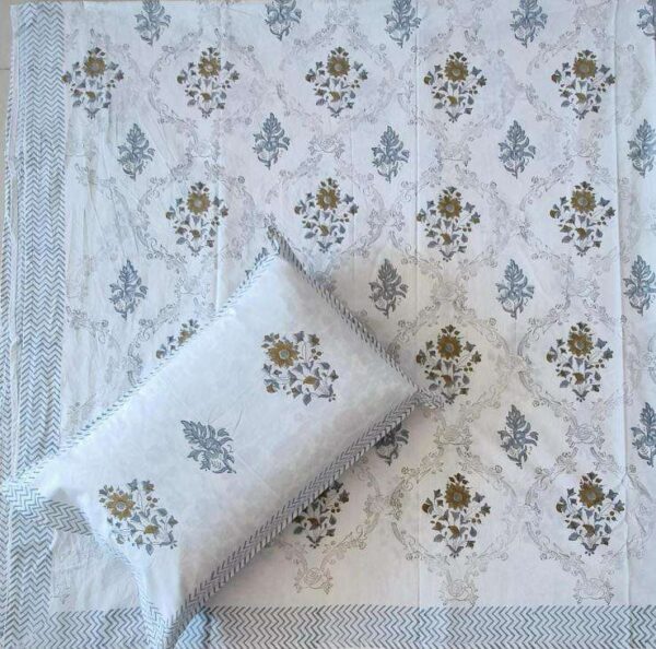 pr rangoli hand block super king size cotton unique bed sheet with 2 pillow covers - Image 14
