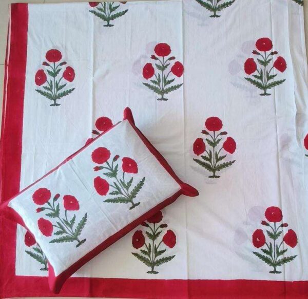 pr rangoli hand block super king size cotton unique bed sheet with 2 pillow covers - Image 22