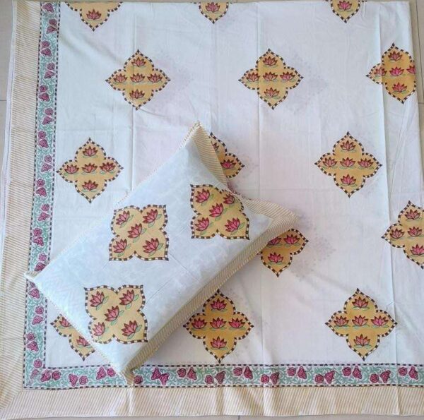 pr rangoli hand block super king size cotton unique bed sheet with 2 pillow covers - Image 23