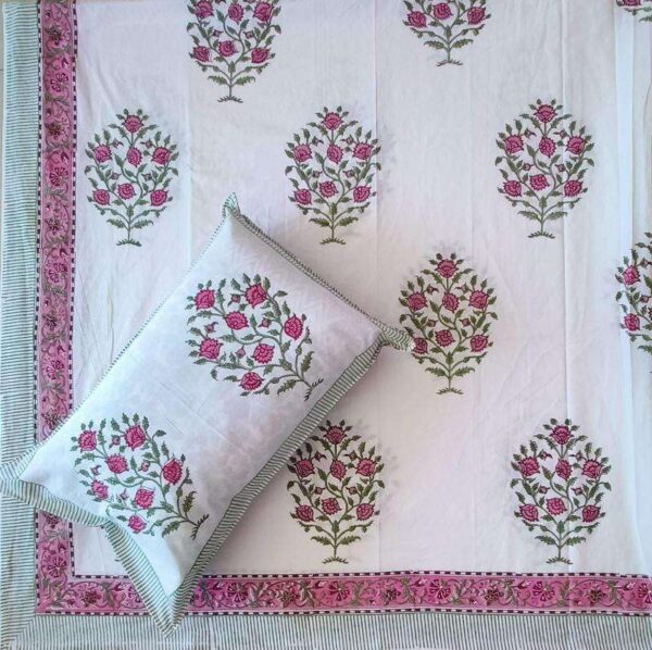 pr rangoli hand block super king size cotton unique bed sheet with 2 pillow covers - Image 25