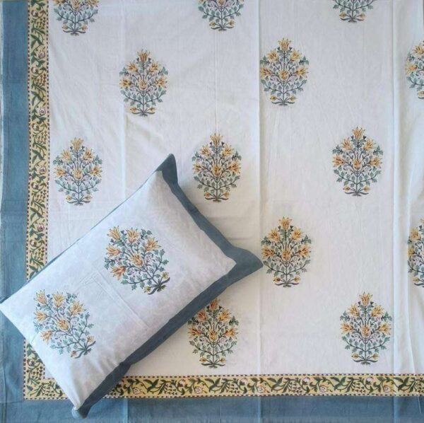 pr rangoli hand block super king size cotton unique bed sheet with 2 pillow covers - Image 26