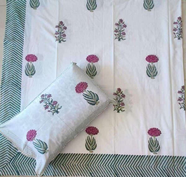 pr rangoli hand block super king size cotton unique bed sheet with 2 pillow covers - Image 27