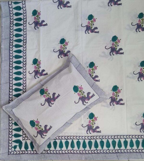 pr rangoli hand block super king size cotton unique bed sheet with 2 pillow covers - Image 30