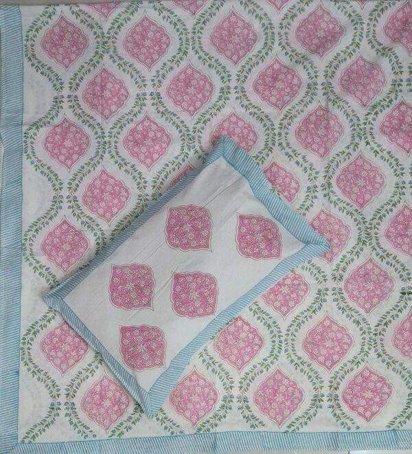 pr rangoli hand block super king size cotton unique bed sheet with 2 pillow covers - Image 37