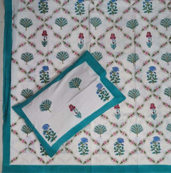 pr rangoli hand block super king size cotton unique bed sheet with 2 pillow covers - Image 43