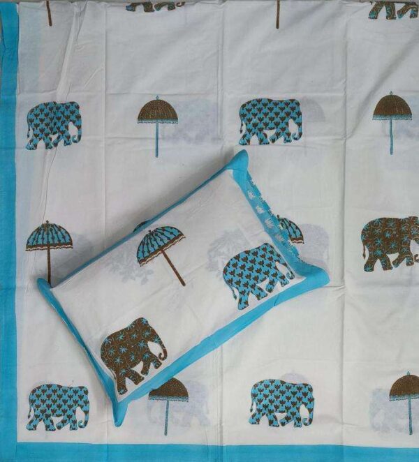 pr rangoli hand block super king size cotton unique bed sheet with 2 pillow covers - Image 44
