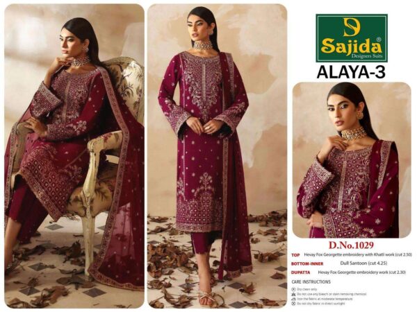 sajida alaya vol 3 series 1027-1029 GEORGETTE wholesale suit - Image 2