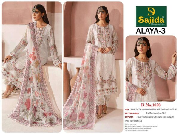 sajida alaya vol 3 series 1027-1029 GEORGETTE wholesale suit - Image 3