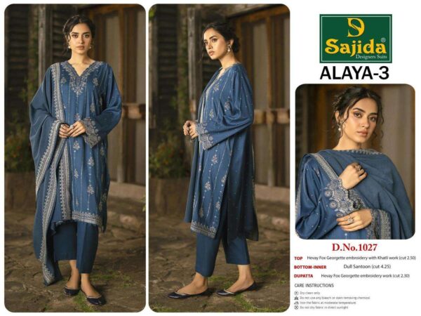 sajida alaya vol 3 series 1027-1029 GEORGETTE wholesale suit - Image 4