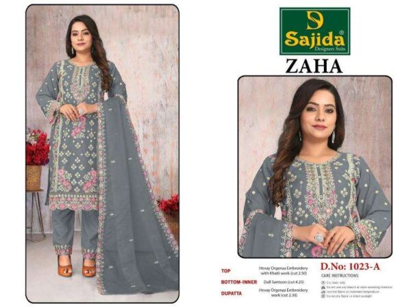 sajida zaha vol 2 series 1023 organza wholesale suit - Image 5