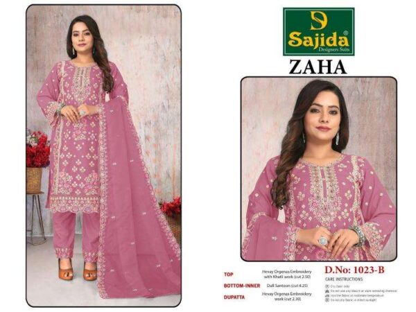 sajida zaha vol 2 series 1023 organza wholesale suit - Image 6