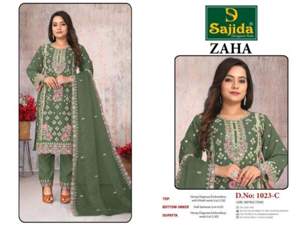 sajida zaha vol 2 series 1023 organza wholesale suit - Image 7