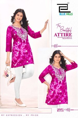 Tye dye designer Viscous Rayon Summer Tops with chikan work