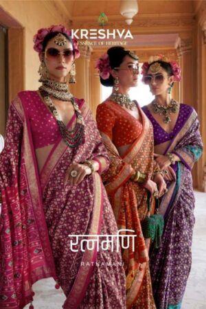 kreshva ratnamani silk series 945-950 fancy silk wholesale saree
