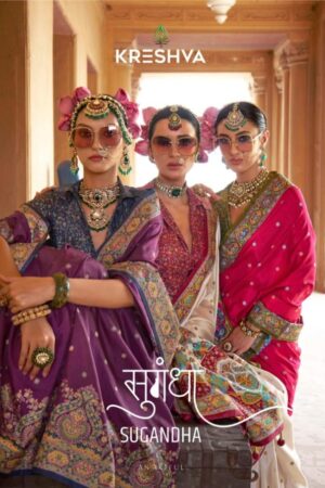 kreshva sugandha series 957-962 Super P.V Silk wholesale saree