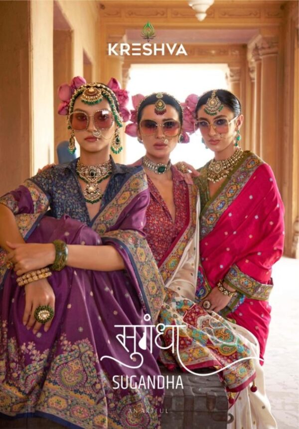kreshva sugandha series 957-962 Super P.V Silk wholesale saree