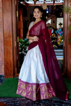 LNB2047WHT Poly Cotton wholesale lehenga