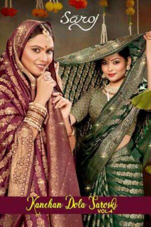 Saroj kanchan dola swarovski vol 4 series 1001-1006 silk wholesale saree