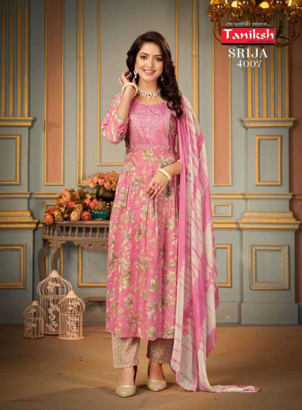 taniksh srija vol 4 series 4001-4008 rayon print suit - Image 3