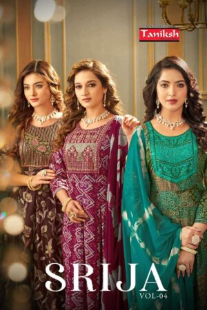 taniksh srija vol 4 series 4001-4008 rayon print suit
