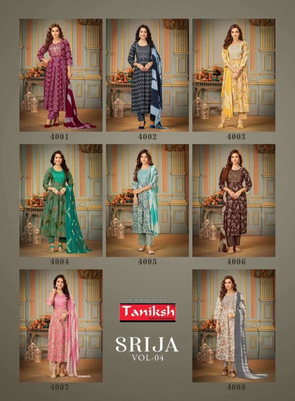 taniksh srija vol 4 series 4001-4008 rayon print suit - Image 5