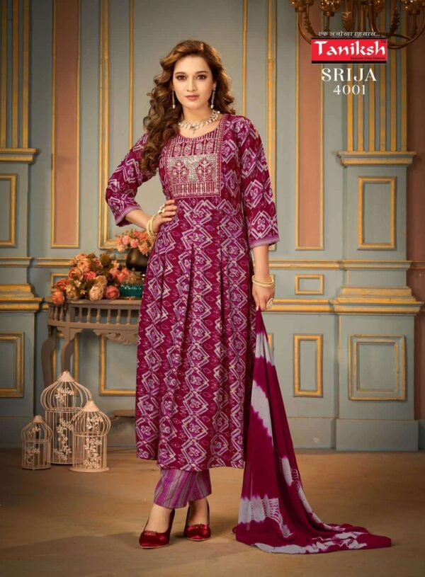 taniksh srija vol 4 series 4001-4008 rayon print suit - Image 8