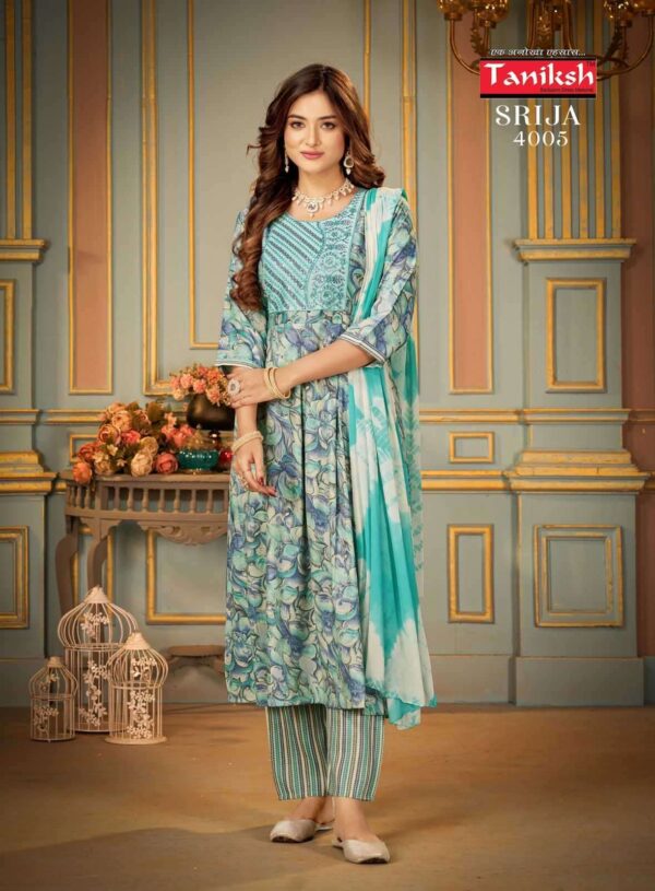 taniksh srija vol 4 series 4001-4008 rayon print suit - Image 9