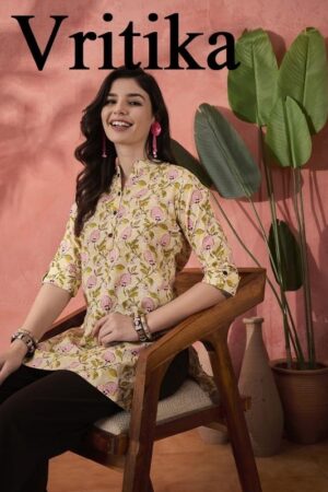 vritika series 51166-51171 cotton print readymade classic western top for girls