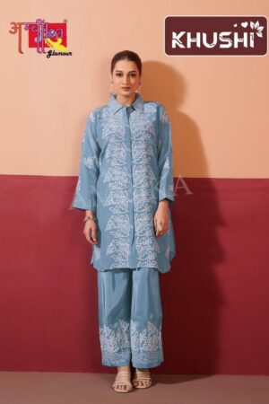 ambika kurti khushi natural crape combo wholesale co-ord sets