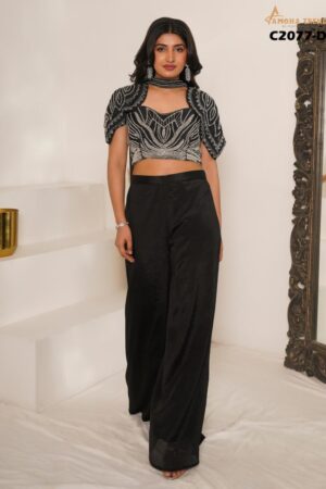 amoha trendz c 2077  3pcs unique blouse with bottom and dupatta