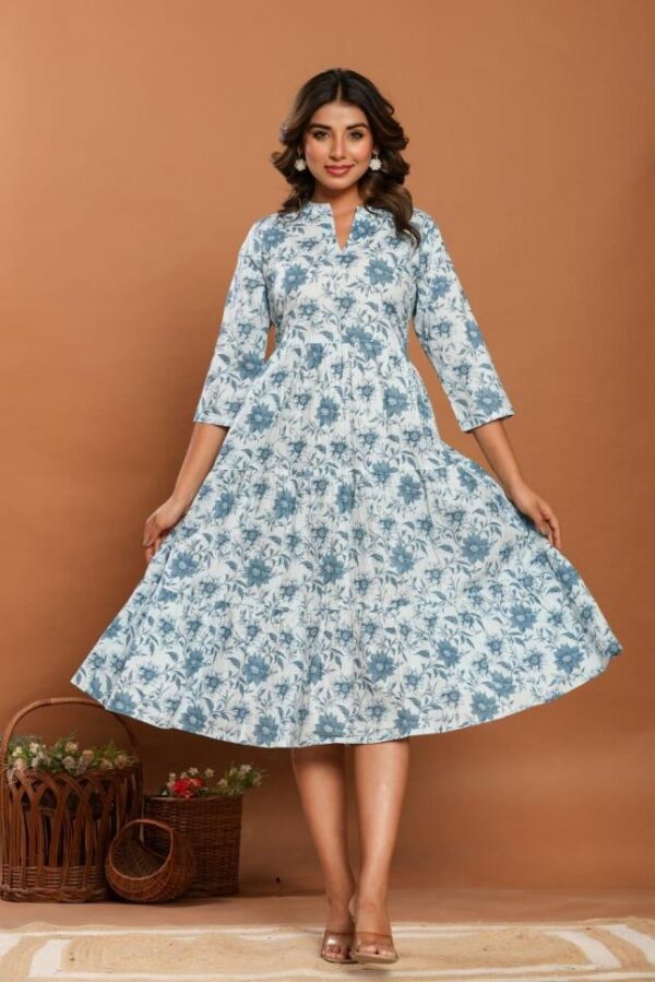 dress style printed home wear gown /dress - Image 2