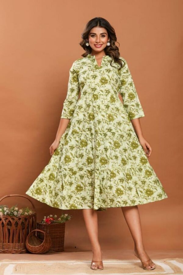 dress style printed home wear gown /dress - Image 3