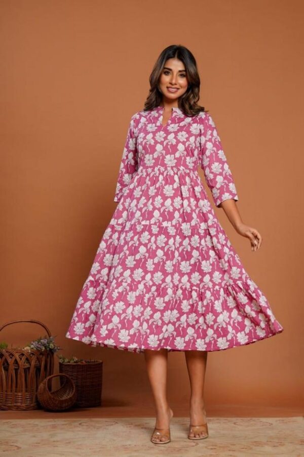 dress style printed home wear gown /dress - Image 9