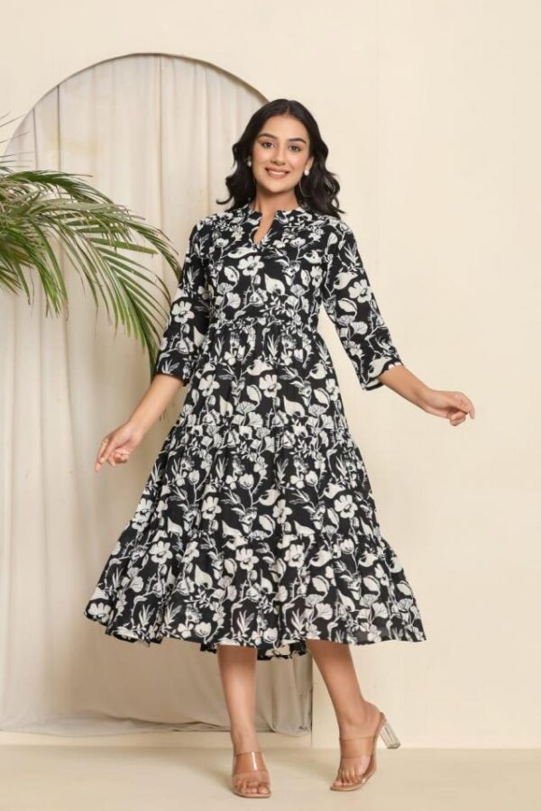 dress style printed home wear gown /dress - Image 10