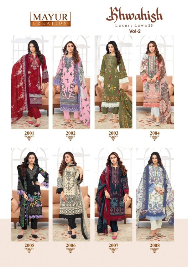 Mayur Khwahish Vol-02 series 2001-2008 Pure Lawn Cotton wholesale suit - Image 11