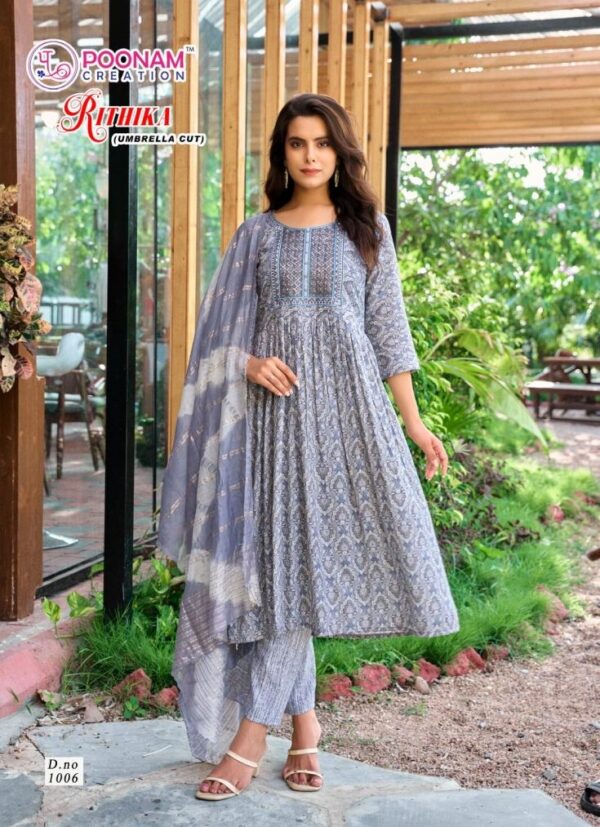poonam rithika series 1001-1006 capsule foil print wholesale suit - Image 2