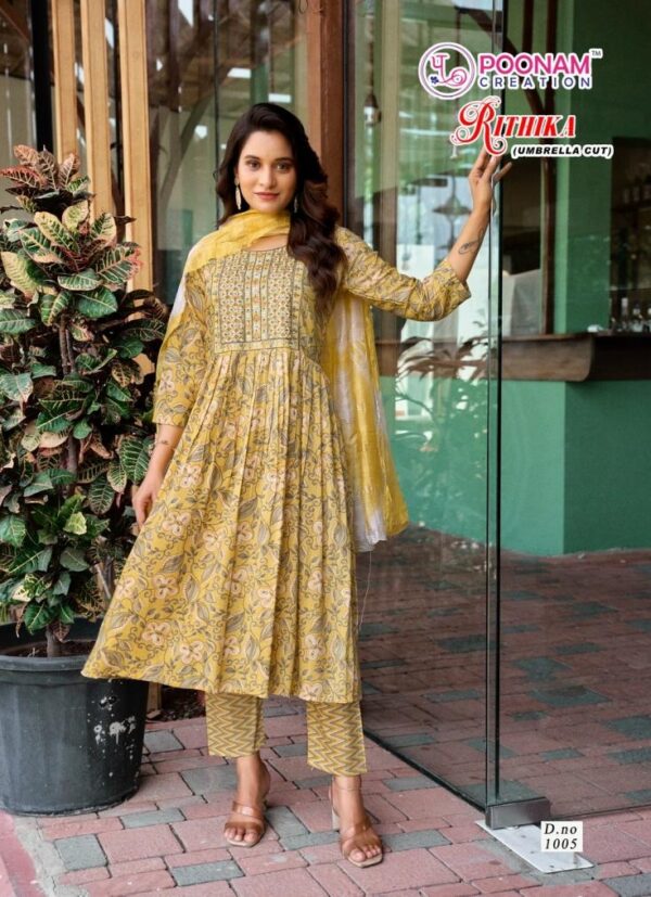poonam rithika series 1001-1006 capsule foil print wholesale suit - Image 4