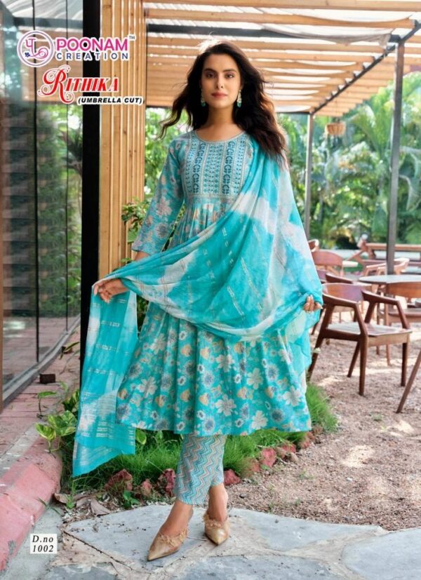 poonam rithika series 1001-1006 capsule foil print wholesale suit - Image 5
