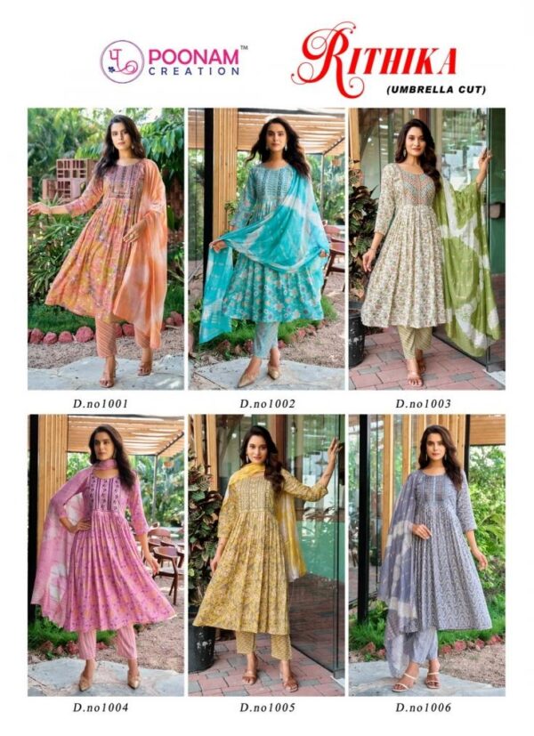 poonam rithika series 1001-1006 capsule foil print wholesale suit - Image 7
