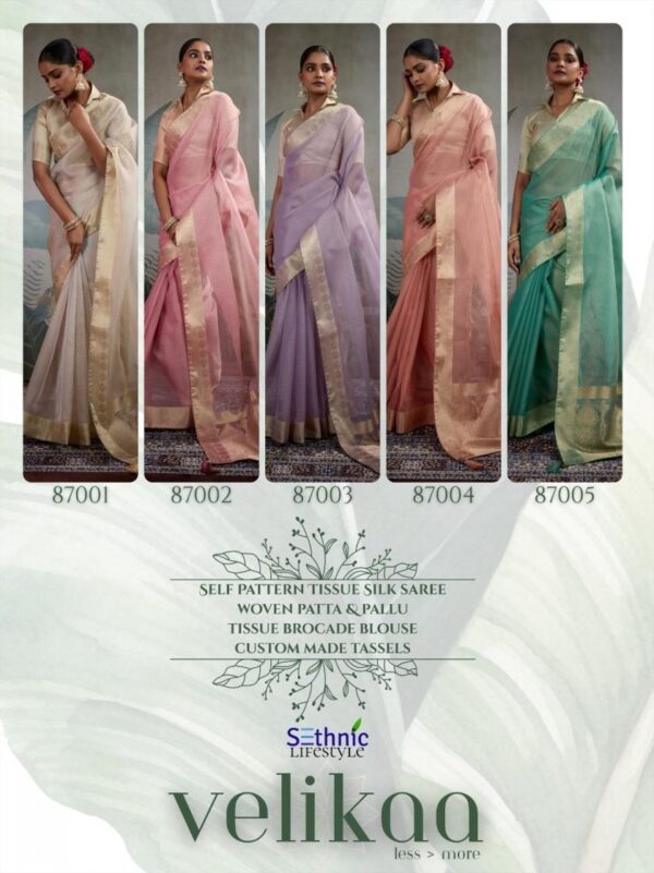 sethnic lifestyle velikaa series 87001-87005 tissue base wholesale saree - Image 4