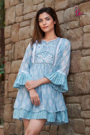 VICTORIA VOL-2 Printed cotton mal  Umbrella Sleeves with Double Flair top