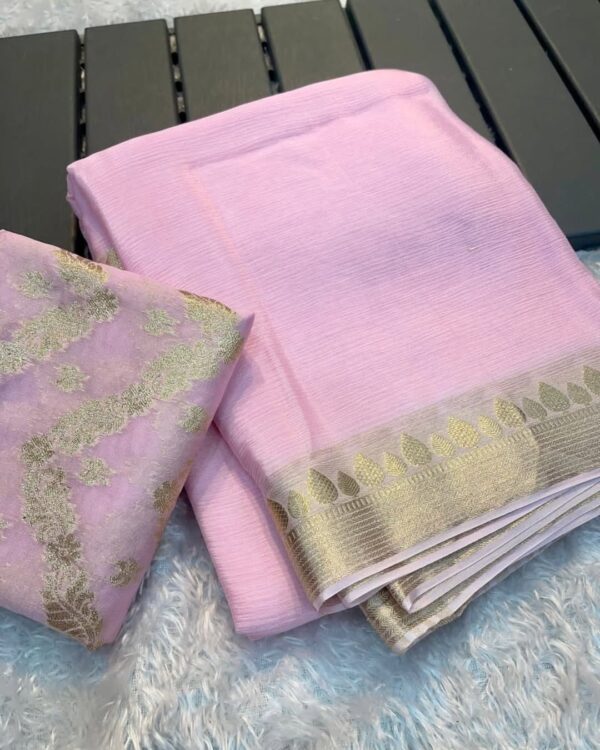 ARPITA Pure viscose Georgette saree with pallu with same tone - Image 2