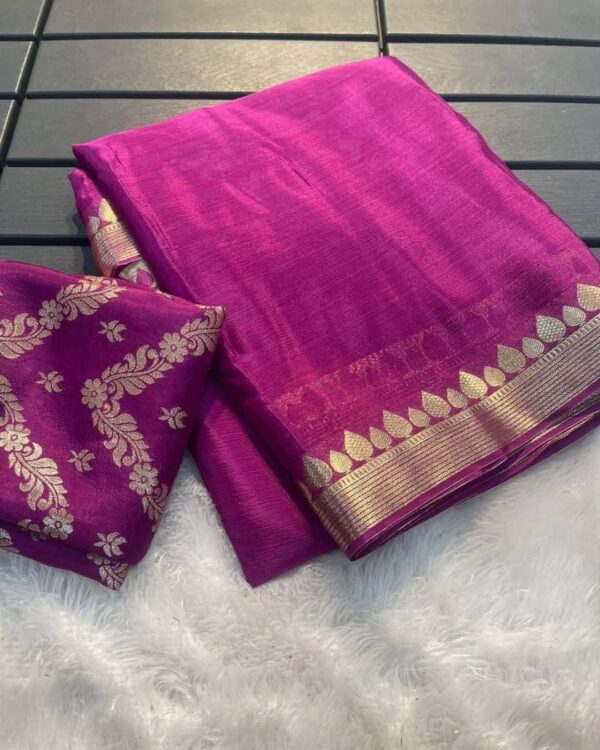 ARPITA Pure viscose Georgette saree with pallu with same tone - Image 5